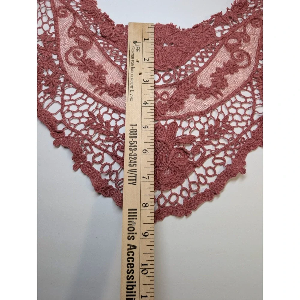 Mauve Floral Lace Cutter Fabric Salvaged Garment Panel Applique Dusty Rose